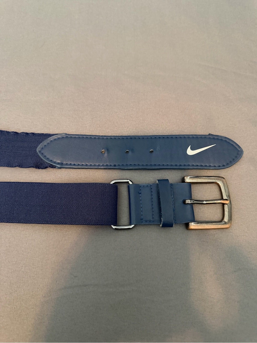 Nike Navy Blue Men's Webbing Belt with Leather Tip